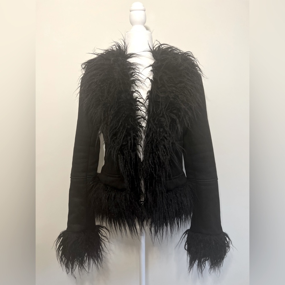 Dolls Kill Faux Suede Jacket w Faux Fur Collar and Cuffs